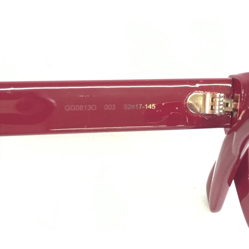 Gucci Eyeglasses Frames GG0813O 003 Polished Red Cat Eye Full Rim 52-17-145